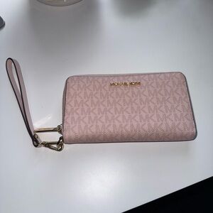 Michael Kors Pink Clutch Wristlet with Monogram